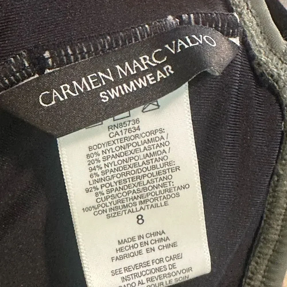Carmen Marc Valvo olive mesh